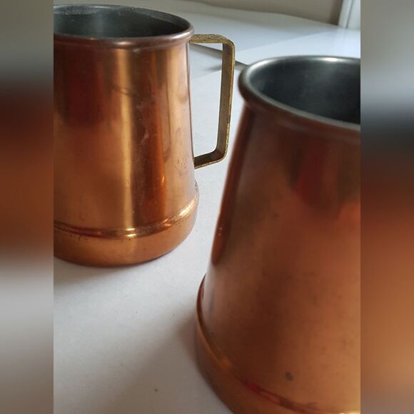 VINTAGE Two (2)  Copper Brass Handle Beer Steins/Mugs/Mule * Excellent C… - Picture 8 of 8